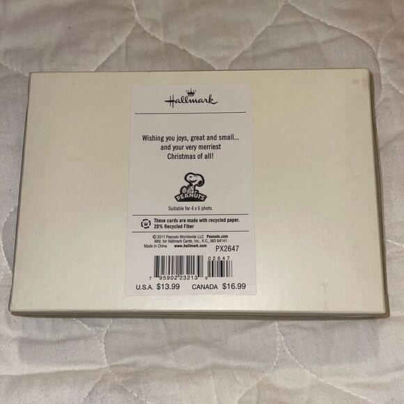 Hallmark 2011 new 4 x 6 photo snoopy peanuts Christmas 12 cards - Picture 2 of 2